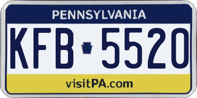PA license plate KFB5520