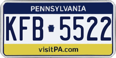 PA license plate KFB5522