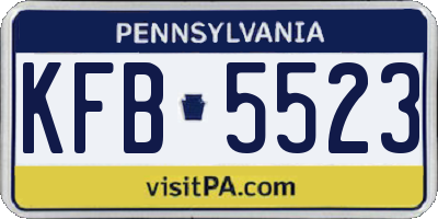 PA license plate KFB5523