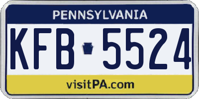 PA license plate KFB5524