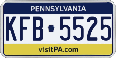 PA license plate KFB5525