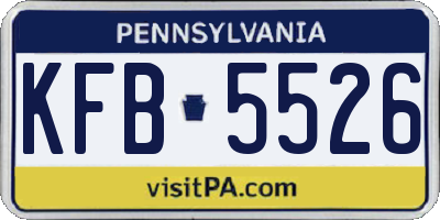 PA license plate KFB5526