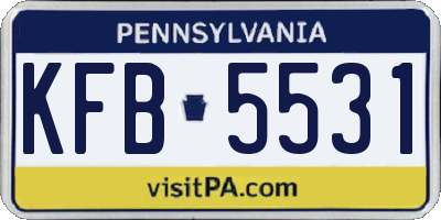 PA license plate KFB5531