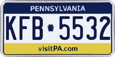 PA license plate KFB5532
