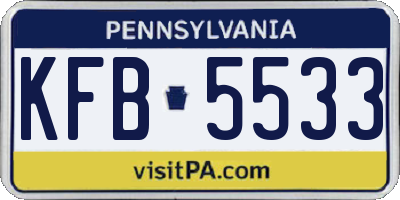 PA license plate KFB5533