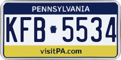 PA license plate KFB5534