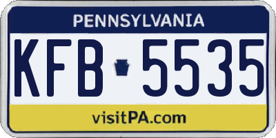 PA license plate KFB5535
