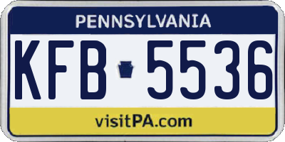 PA license plate KFB5536