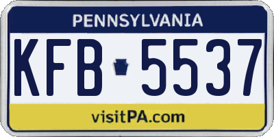 PA license plate KFB5537