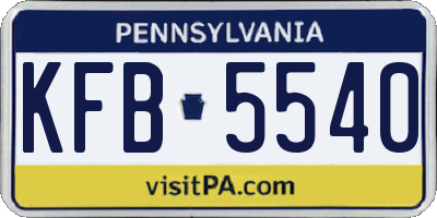 PA license plate KFB5540