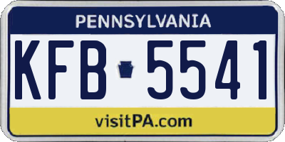 PA license plate KFB5541