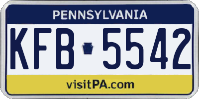 PA license plate KFB5542