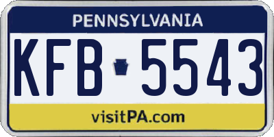 PA license plate KFB5543