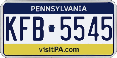 PA license plate KFB5545