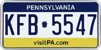 PA license plate KFB5547