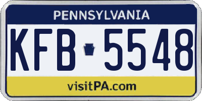 PA license plate KFB5548