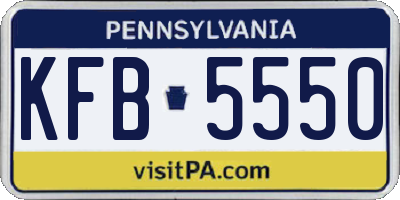 PA license plate KFB5550