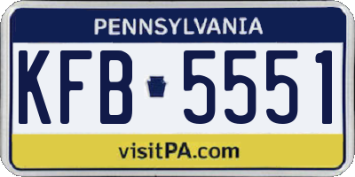 PA license plate KFB5551