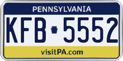 PA license plate KFB5552