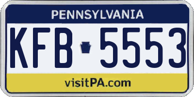 PA license plate KFB5553