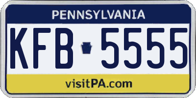 PA license plate KFB5555