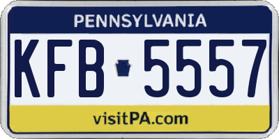 PA license plate KFB5557