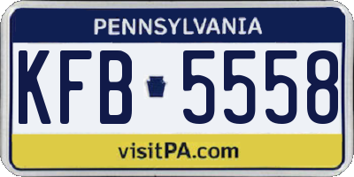 PA license plate KFB5558