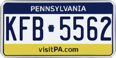 PA license plate KFB5562