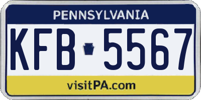PA license plate KFB5567