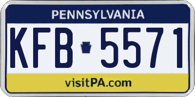 PA license plate KFB5571