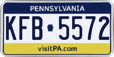 PA license plate KFB5572