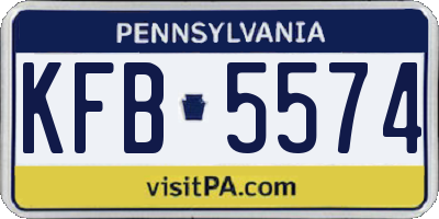 PA license plate KFB5574
