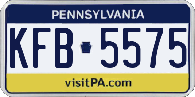 PA license plate KFB5575