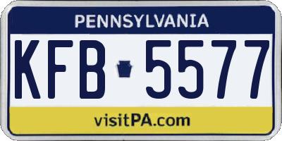 PA license plate KFB5577