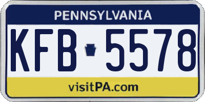 PA license plate KFB5578