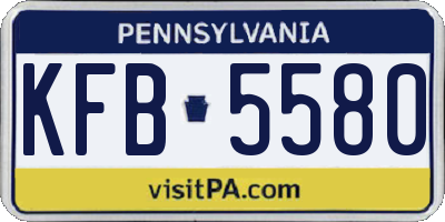 PA license plate KFB5580
