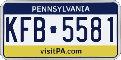 PA license plate KFB5581