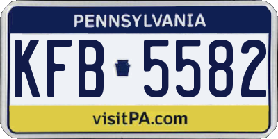 PA license plate KFB5582