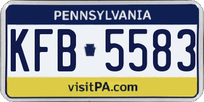 PA license plate KFB5583