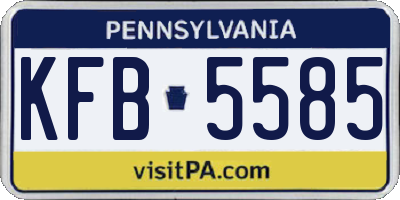 PA license plate KFB5585