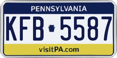PA license plate KFB5587