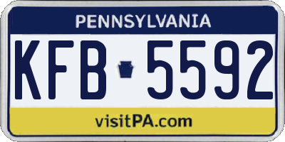 PA license plate KFB5592