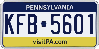 PA license plate KFB5601