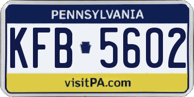 PA license plate KFB5602