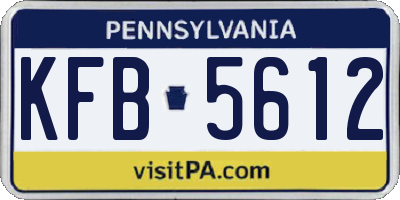 PA license plate KFB5612