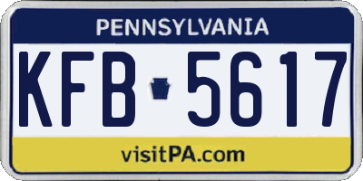 PA license plate KFB5617