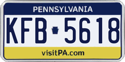 PA license plate KFB5618
