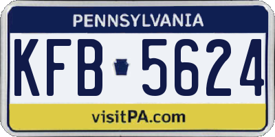 PA license plate KFB5624