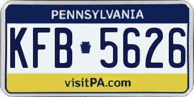 PA license plate KFB5626