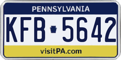PA license plate KFB5642